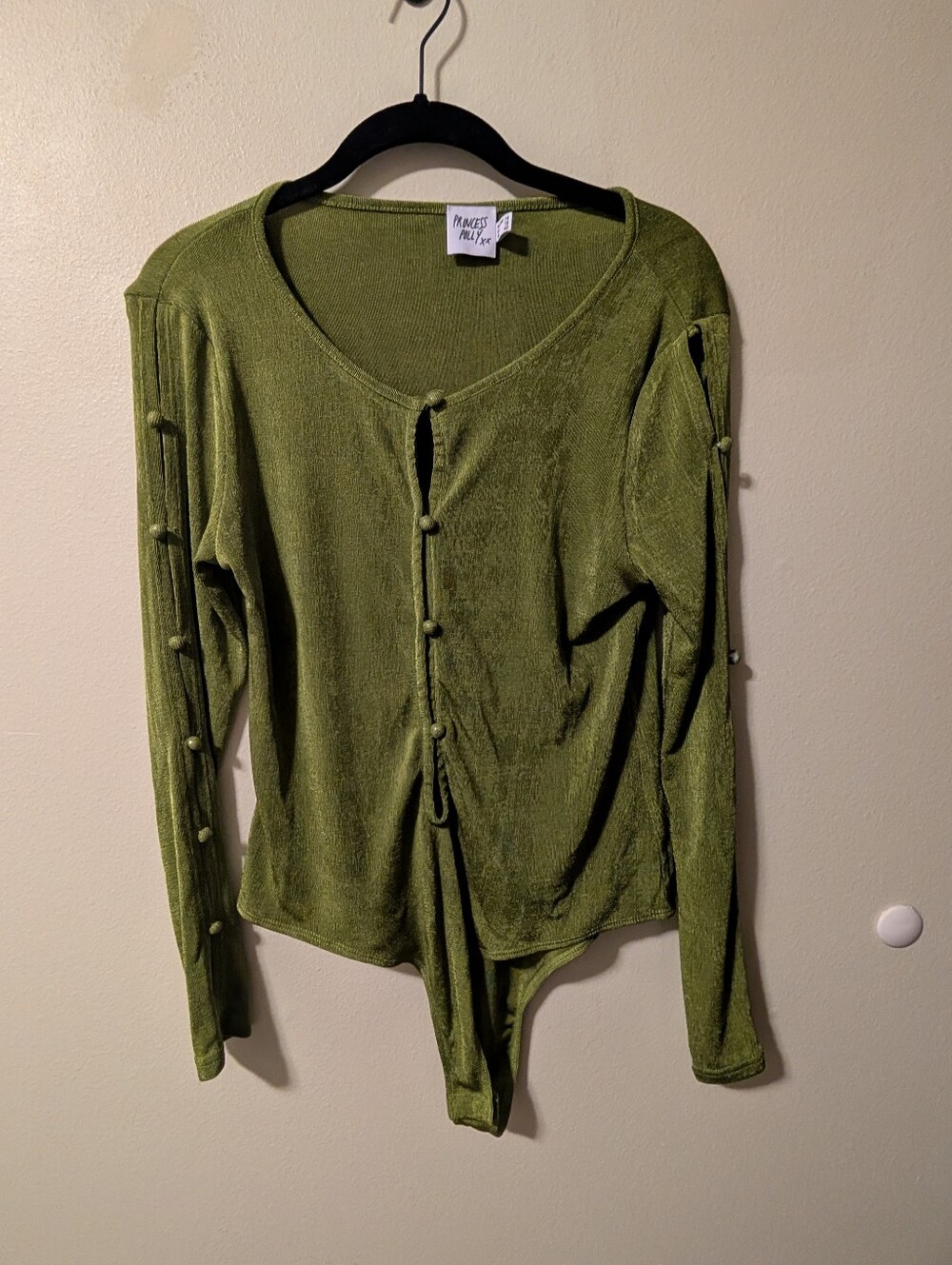Princess Polly Green Long Sleeve Button Detail Bodysuit 10